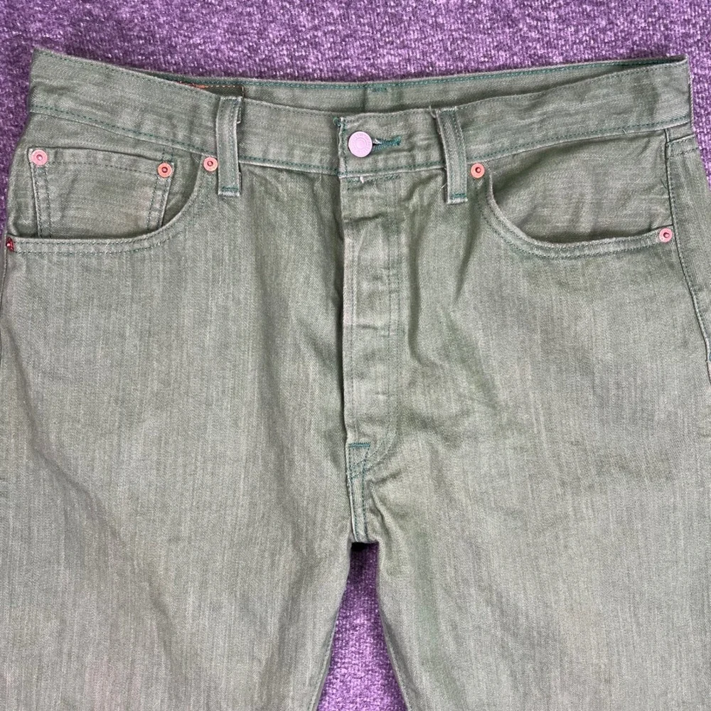 Levis 501 Original Jeans Mens 36x30 Green Straight Classic Button‎ Fly Fits34x28
